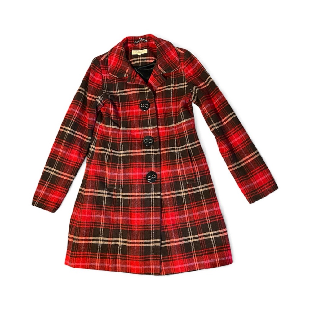 Seduction Vibrant Plaid Pea Coat